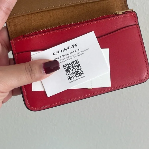 Coach Scarlet Card Wallet with Gold Accent - Picture 5 of 5